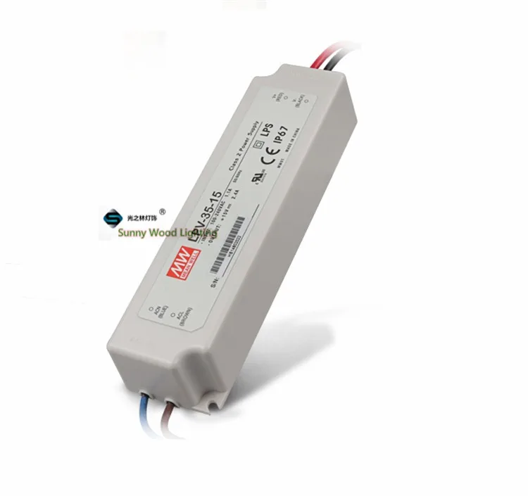 100-240Vac к 15VDC, 35 Вт, 15V2. 4A IP67 источника питания, UL, LP светодио дный свет, светодио дный вывески водонепроницаемый водитель, LPV-35-15