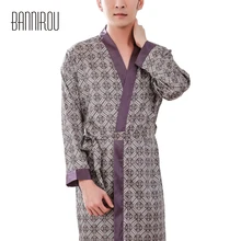 Мужские халаты, мужской халат из искусственного шелка, в клетку, фиолетовый, простой, тонкий, классный, качественный халат, весна, лето, Осень,, один размер