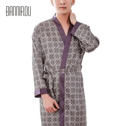Man Robes Male Slap-up Faux Silk Plaid Purple Simple Full Thin Cool High Quality Bathrobe Spring Summer Autumn 2019 New One Size Man Robes Male Slap-up Faux Silk Plaid Purple Simple Full Thin Cool High Quality Bathrobe Spring Summer Autumn 2019 New One Size