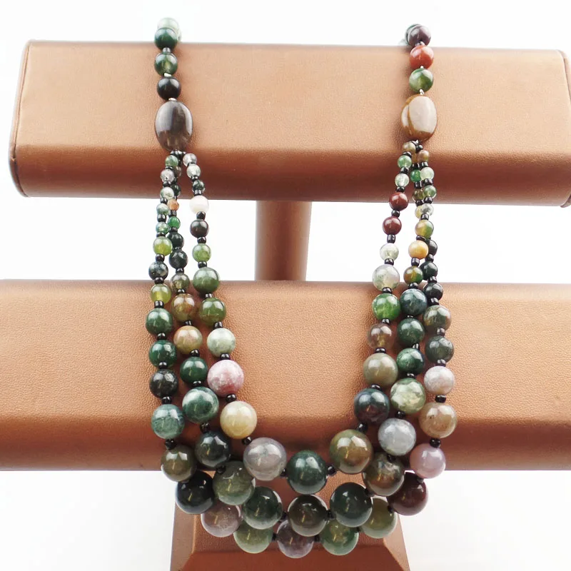 

(Min.order 10$ mix) Free Shipping 1Strand Three Floors Indian Stone Round Beads Necklace 18.5 inch SHX1267(Free Shipping)