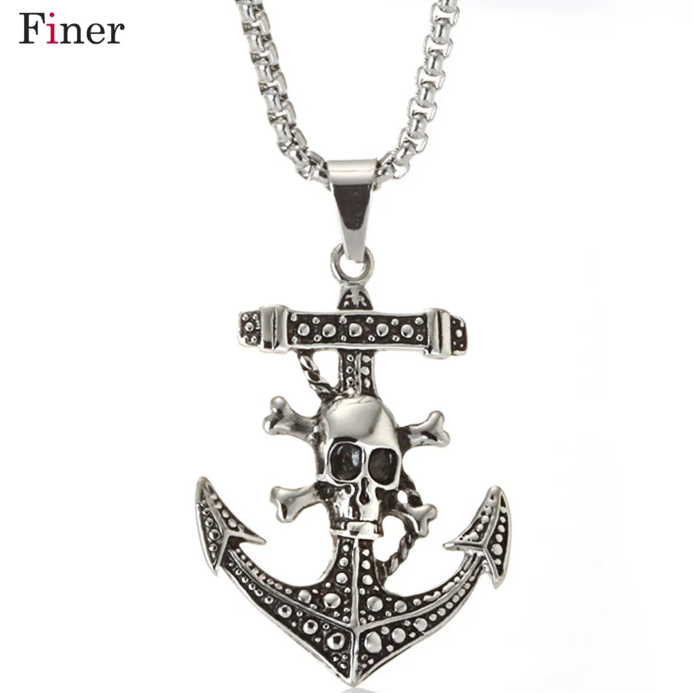 

Fashion Charms Punk Skeleton Anchor Pendants 316L Titanium Stainless Steel Chic Necklace Pendants Men Jewellery Accessories Gift