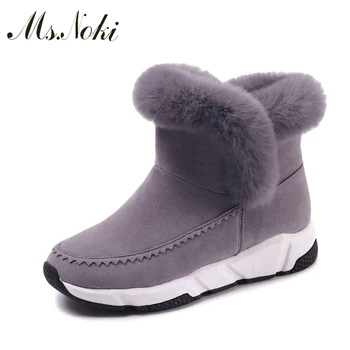 

Ms. Noki Flock women winter shoes Fur women's ankle boots Sewing Platform Fur casual fashion Wedge warm Quality snow boots
