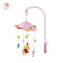 Frog & Owl Baby Rotating Music Rattle Plush Toys Pink Cartoon Mobile Bed Bells Music Box Hanging Toys for Crib Strollers Cradles