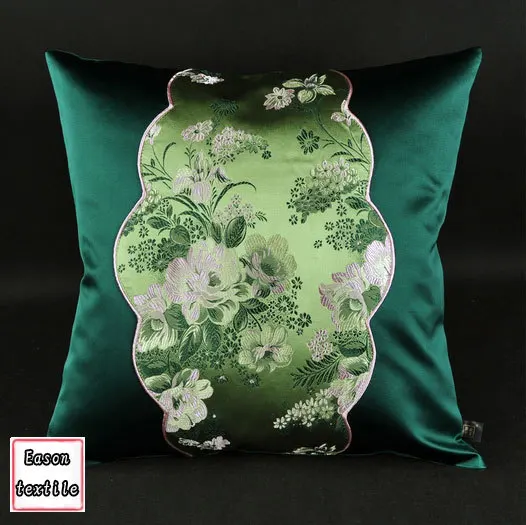 

cushion cover, pillowcase,bolster for home, car,hotel Chinese silk brocade fabric customization classical green peony