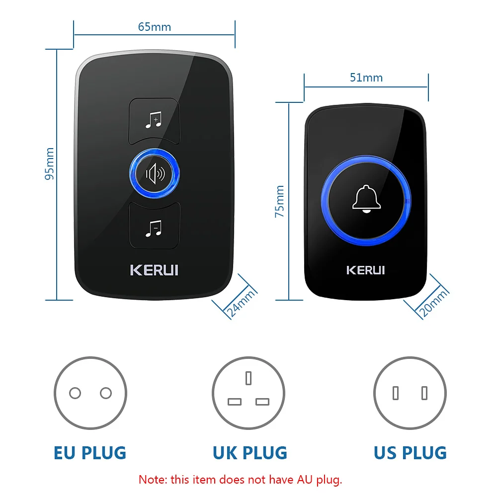 KERUI AC 100-220 В беспроводной дверной звонок поддержка 1527/2262 код чип полный спектр аксессуаров 500ft диапазон штекер дверной Звонок