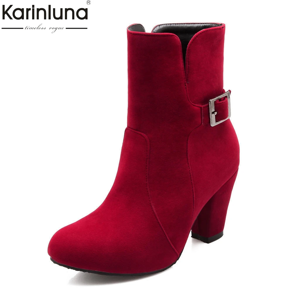 

KarinLuna 2018 large sizes 32-43 woman western boots women's Shoes Woman fashion winter high heels slip on woman Shoes boots