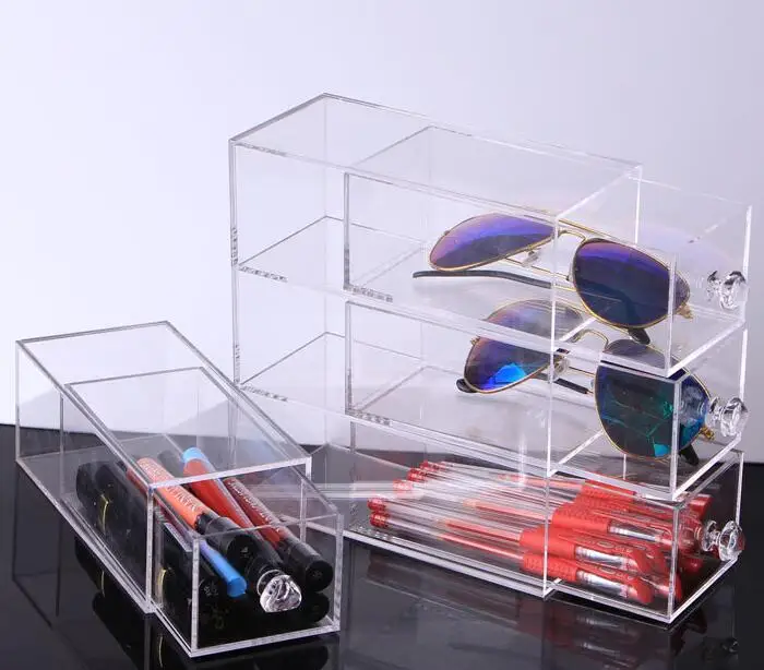 

Hot Multifunction Desktop Storage Boxes Storage Stationery Makeup Organizer Transparent acrylic Cosmetic Storage Boxes Drawer