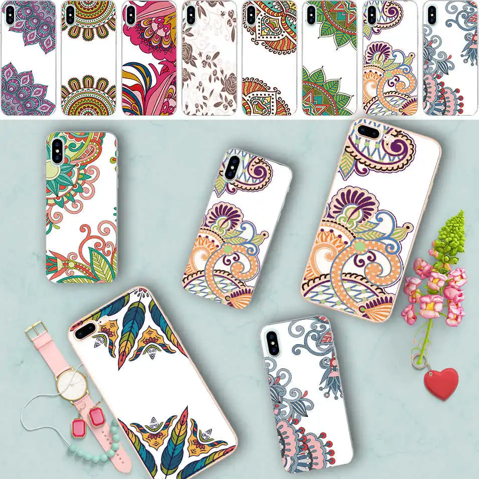 

Traditions National Mandala Floral Pattern Clear Case for iPhone X 5 S 5S XR XS Max SE 6 6S 7 8 Plus Cover Soft TPU Phone Fundas