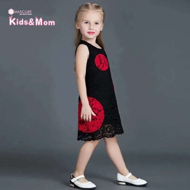 Kids Dresses for Girls 2016 Summer Black Lace Princess Dress Fashion Kids Clothes Brand Design