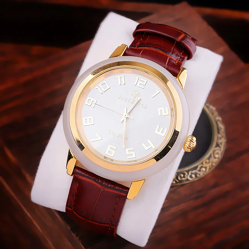Горячая Распродажа Топ брендовые качественные мужские часы, украшенные драгоценными камнями подарочные часы для пары антикварные нефритовые часы мужские классические часы из натуральной кожи кварцевые часы
