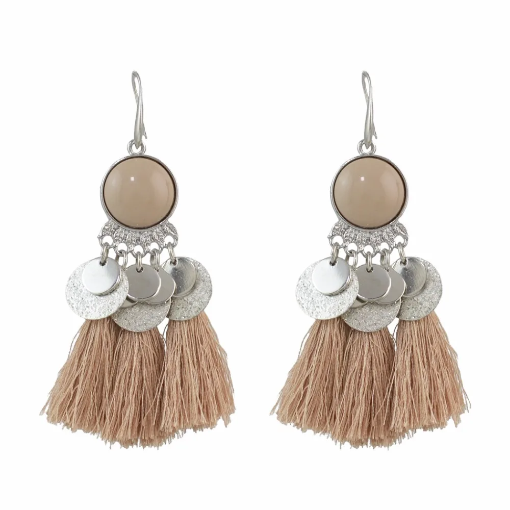 African Woman Tassel Dangle Fringe Earrings Long Ethnic Boho Brincos Party Sequins Earring Cotton Thread boucle d'oreille | Украшения и