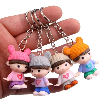 

New 4 PCS Baby toys Bear rabbit sweater couple creative key chain car key ring Korean couple bags action & toy figures dolls