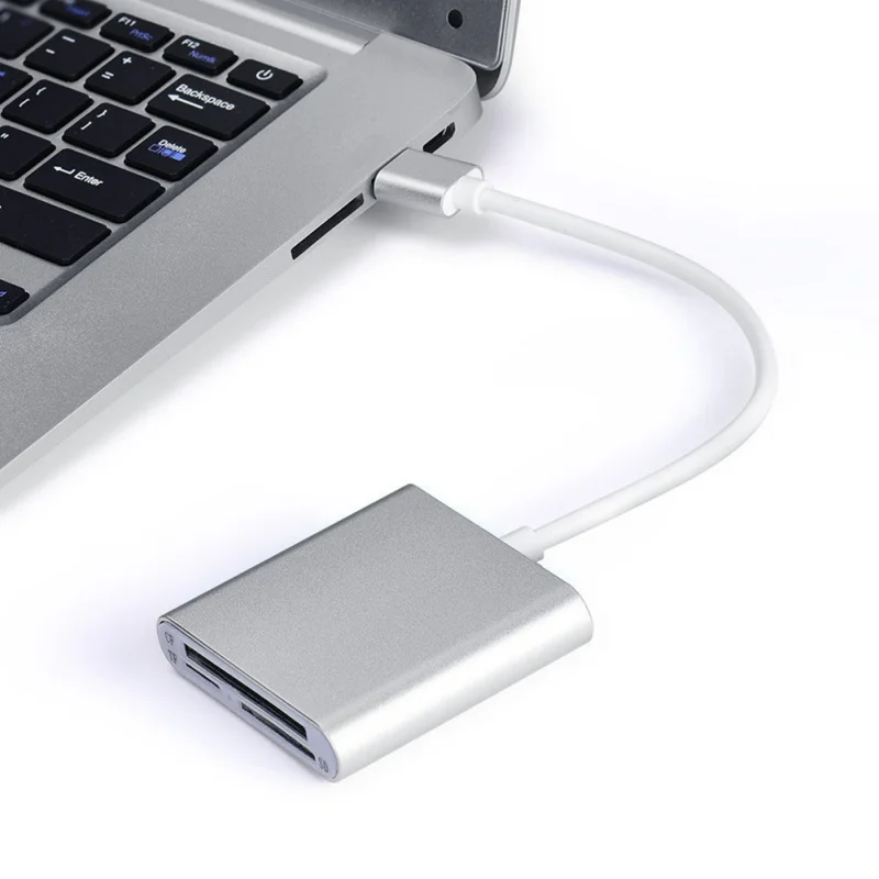 USB 3,0 кардридер алюминиевый Multi-in-1 USB 3,0 CF/SD/TF Micro SD/SDMD/MMC считыватель карт памяти серебро все в одном для Ноутбуки ПК