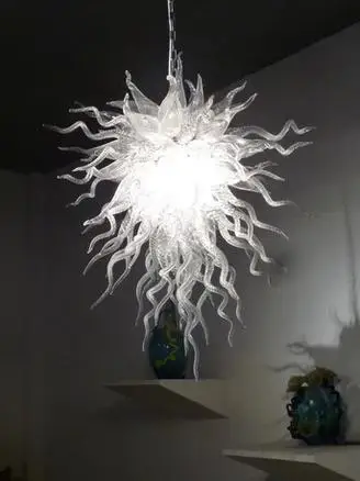 

Light Fixture Pure White Color Hand Blown Glass Chihuly Style Crystal Chandelier