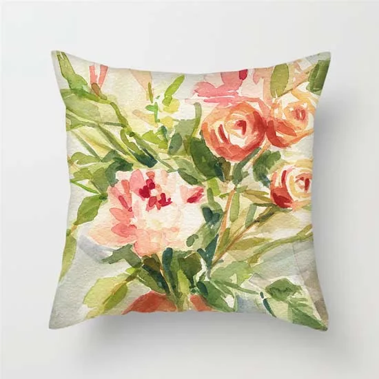 Fuwatacchi, разнообразная Цветочная Подушка, наволочка для Парижа, романтическая наволочка для подушки, розовый, красный цветок, декоративная наволочка для дивана, домашний декор - Цвет: PC06842