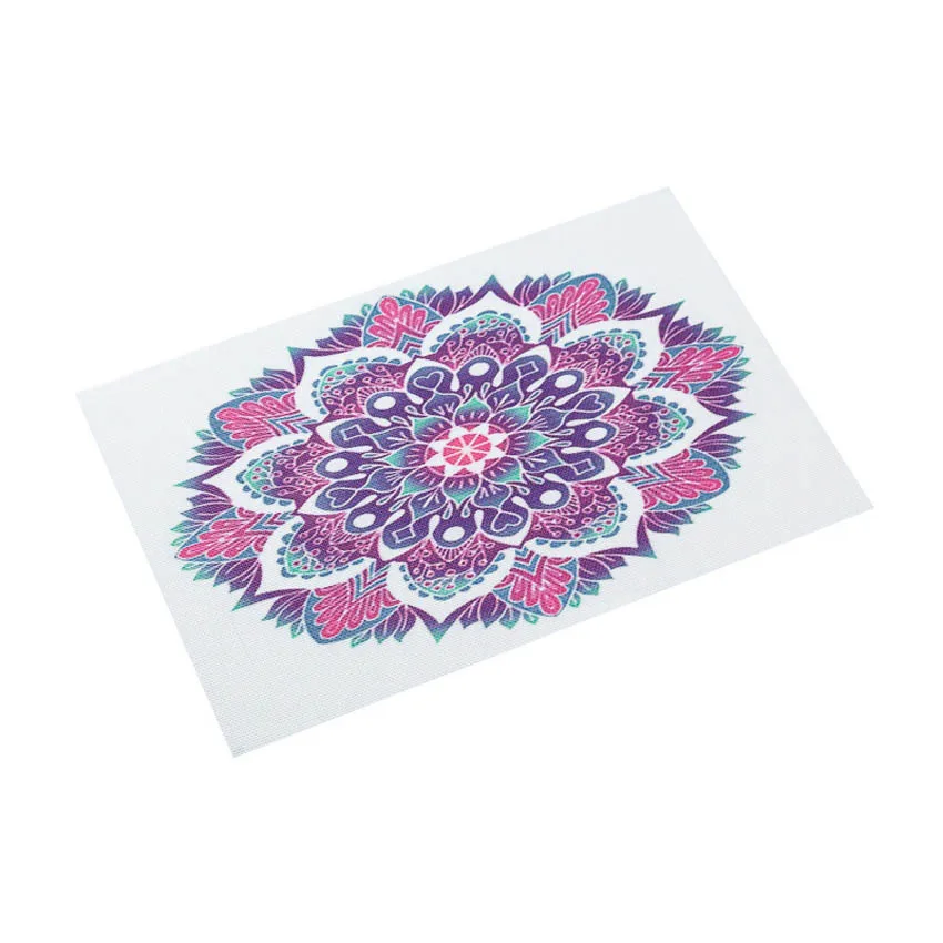  Fame Style Mandala Painting Placemats Non-slip Adiabatic Modern PVC Anti-stain Table Mats Coffee Ta
