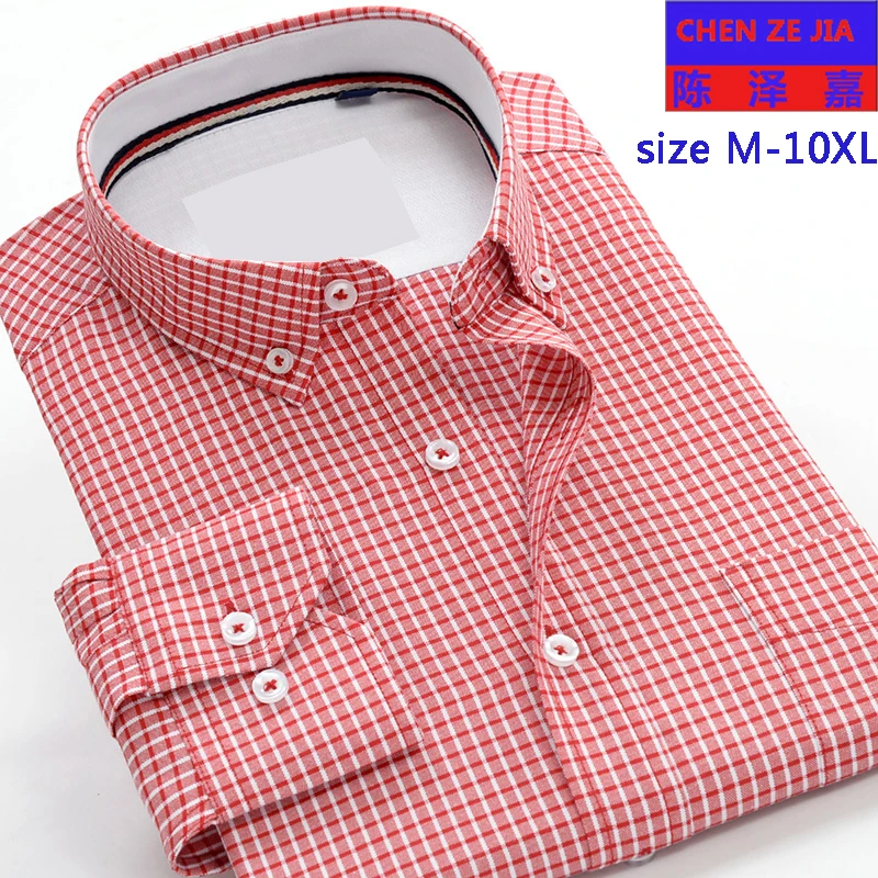

New arrival cotton fashion Plaid Mens long sleeve high quality shirts formal autumn very big large plus size M-7XL8XL9XL 10XL