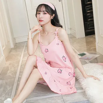 

Sweet Print Night Dress Sleepwear Cartoon Print Padded Nightgowns Girl Nightdress