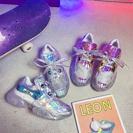 

European station 2019 new jelly rainbow end casual shoes colorful sequins color matching fashion wild net red women's shoes tide