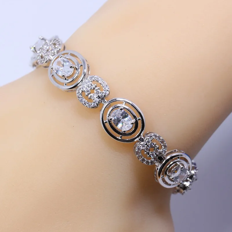 Hight Quality White Crystal 925 Silver Hidden Safety Clasp Chain Link