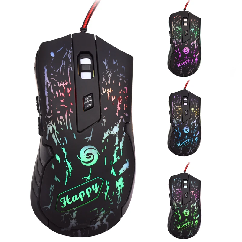 

New Arrival 6 Buttons 7 Color LED Light Cycle USB Wired Gaming Mouse Adjustable 3200DPI Computer Mice For Pro Gamer Game Mouse