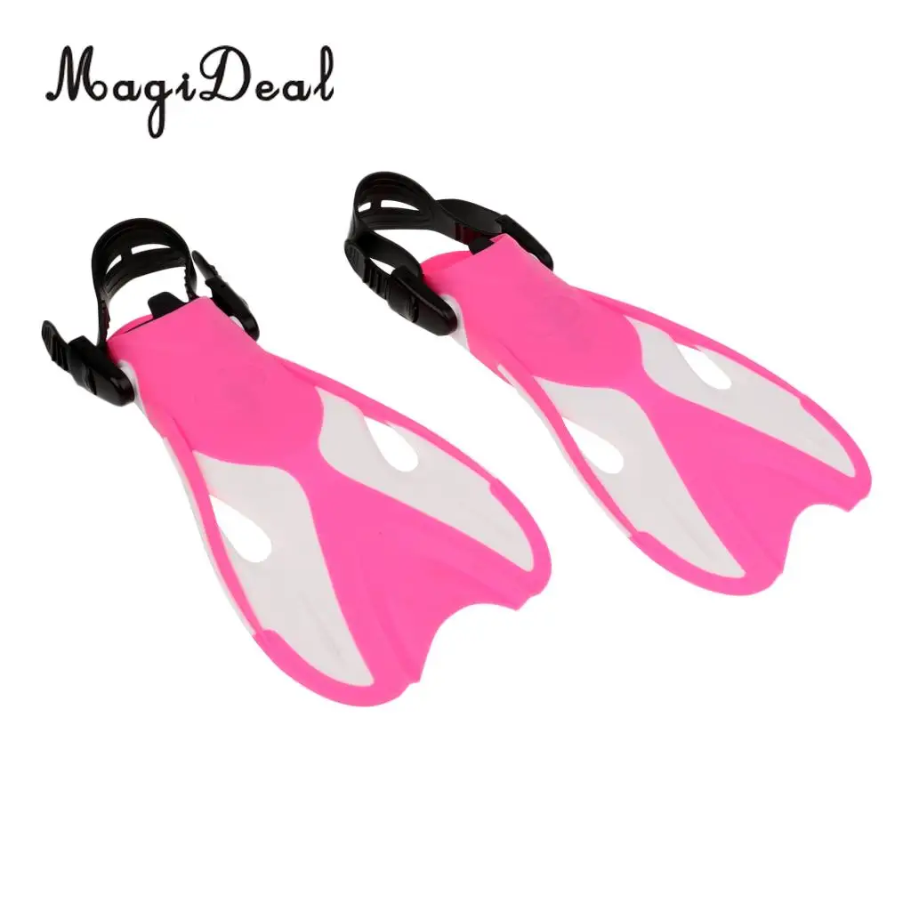 Swim Fins Short Training Open Heel Adjustable Snorkel Flippers For Kids Water Sports Snorkeling Scuba Diving Swimming Pool Acces