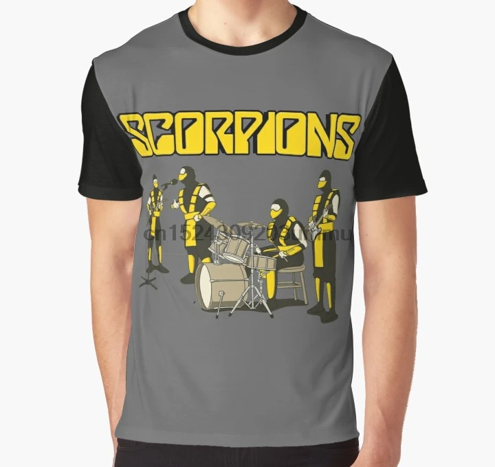 

All Over Print 3D Tshirt Men Funny T Shirt SCORPIONS - MORTAL KOMBAT ROCK BAND Graphic T-Shirt