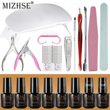 MIZHSE УФ-гель для ногтей набор полный маникюрный набор Гель-лак для ногтей набор с УФ-светодиодный лампой электрическая дрель для ногтей машина инструменты для ногтей