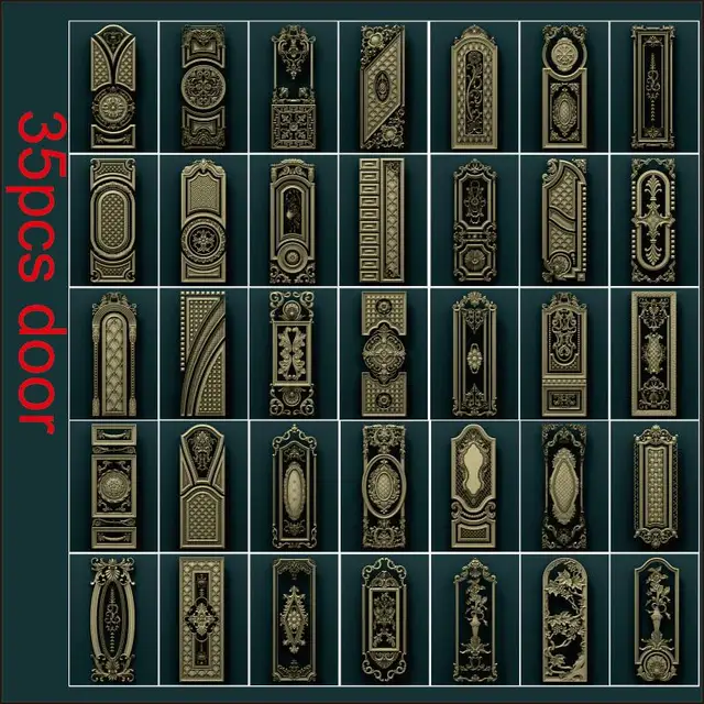 35 pcs door pads 3d model STL relief for cnc STL format Balusters Relief Model STL Router  Engraver ArtCam