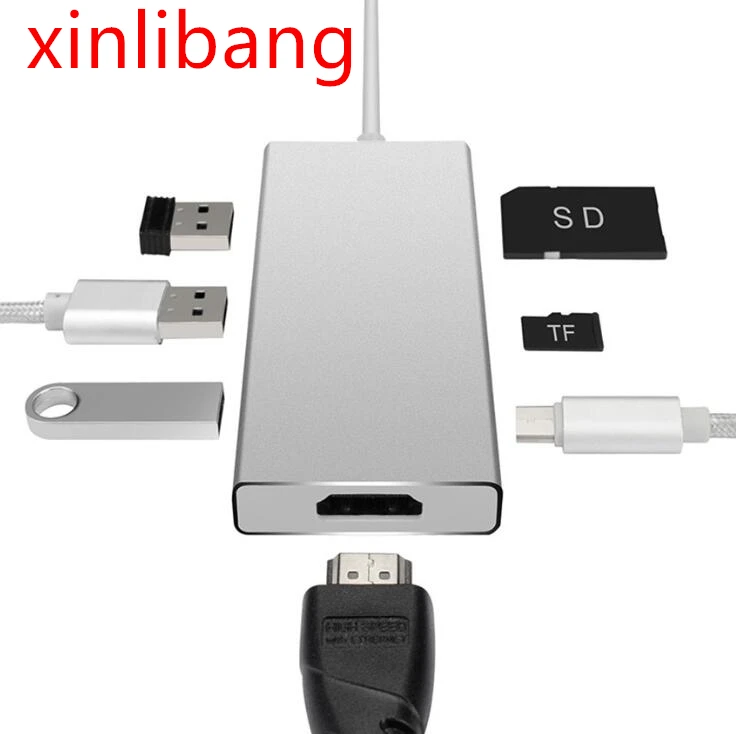 Тип C к HDMI/USB HUB/SD карты памяти конвертер USB3.1 7-в-1 док-станции