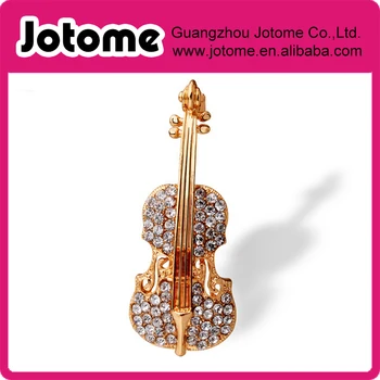 

Clear Crystal Rhinestone Golden Tone Rocker Star Band Guitar Fashion Pin Brooch