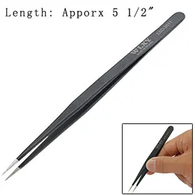 

UXCELL Newest 1 Pcs Compact Straight Extra Fine Point Slim Tweezers Pliers 5-1/2 Inch for watchmakers and jewelers