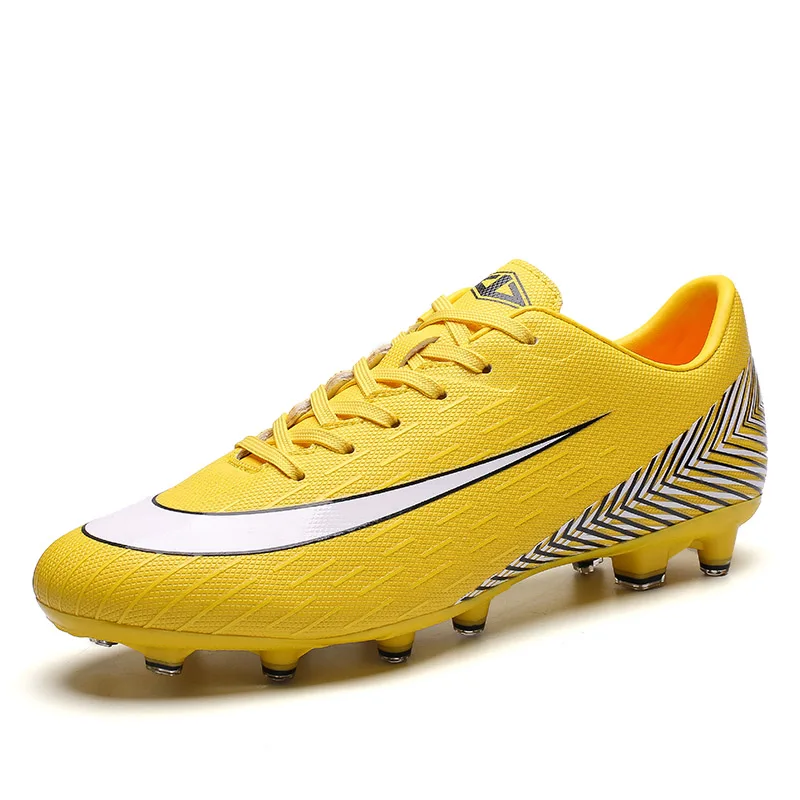 Men Soccer Shoes High Top Turf Sneakers Professional Trainers New Design High Top Long Spikes Football Shoes Chuteira Futebol - Цвет: 806 long yellow