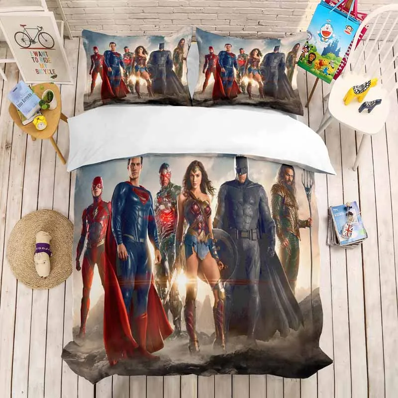 Лига Справедливости Железный человек 3D beding набор Marvel супер герой пододеяльники наволочки Утешитель постельные принадлежности Брюс Уэйн Супермен - Цвет: 1