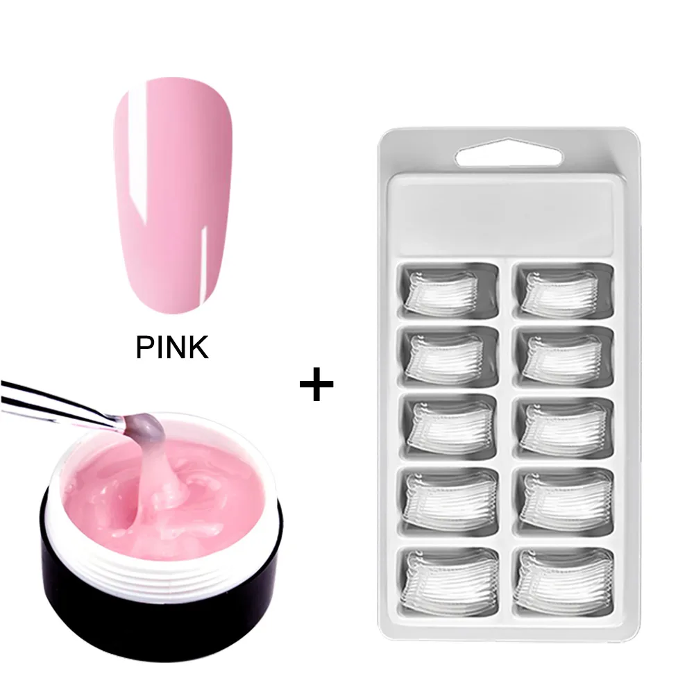 MIZHSE, УФ-гель, полигель для ногтей, полигели для ногтей, строительный геллак, полигель, набор для наращивания ногтей, акриловый, для ногтей, кристалл, УФ-смола, строитель - Цвет: 1 Pink 100pcs Model