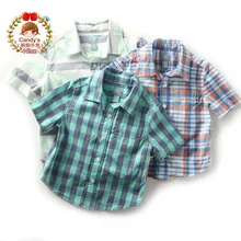 Летняя короткая рубашка для мальчиков, хлопковая Простая рубашка в полоску для маленьких мальчиков, рубашка высокого качества, топ для маленьких мальчиков, летняя одежда, 24 мес.-2 года