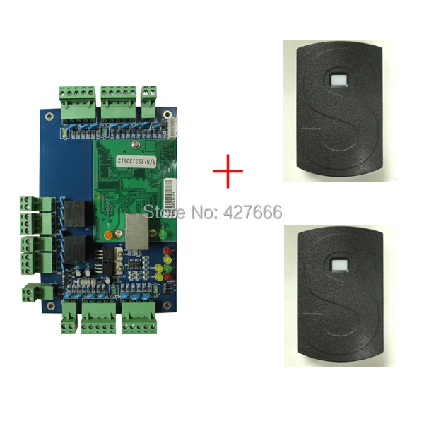 

Free Shipping Good quality TCP/IP Two-door  Access Control Panel + 2PCS wiegand26 RFID Reader / WebSever Access Control board