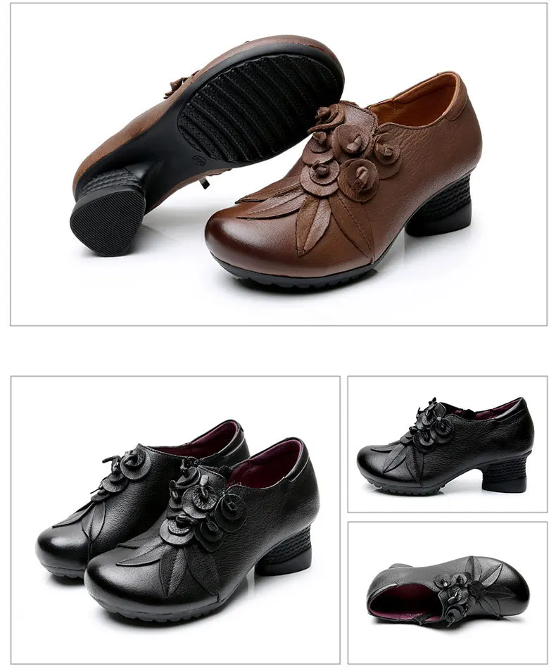GKTINOO/ г.; обувь ручной работы из натуральной кожи в стиле ретро; женские туфли-лодочки на толстом каблуке с круглым носком на высоком каблуке