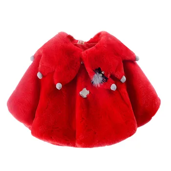 

New Baby Girls coat faux fur Ponchos And Capes Outerwear Winter Autumn 6M-2 old size Clothes 7BT024