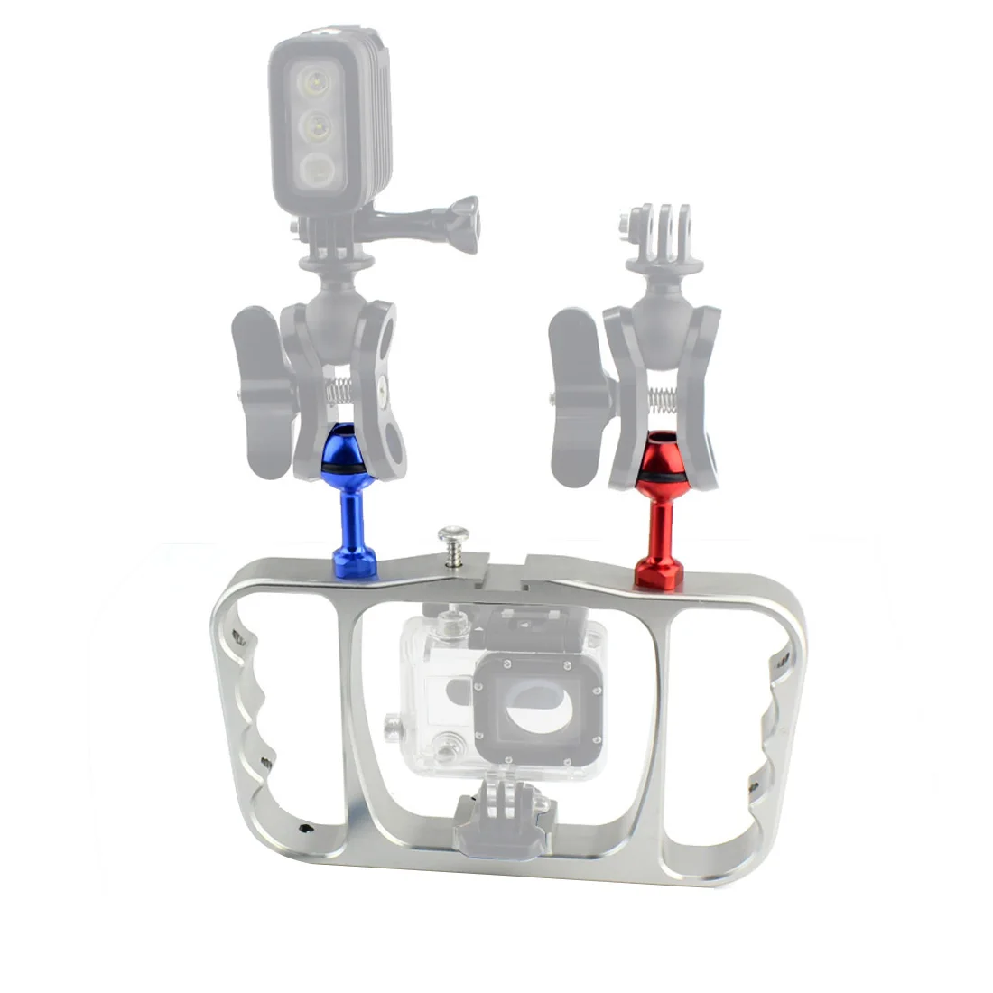 Preise Dual Arm Scuba Tauchen Dive Halterung Taschenlampe Tablett Stabilisator Halterung für Gopro Action Kamera Smartphone Ersatzteile