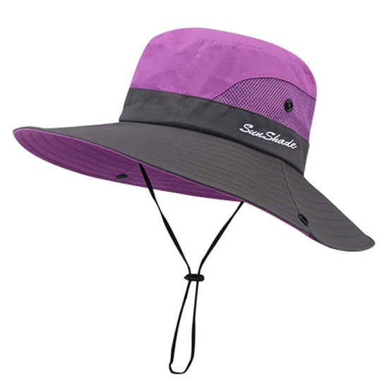 FURTALK Safari, солнцезащитные шляпы для женщин, летняя шляпа с широкими полями, защита от ультрафиолета, защита от ультрафиолета, конский хвост, для рыбалки, пеших прогулок, женская шапка - Цвет: purple