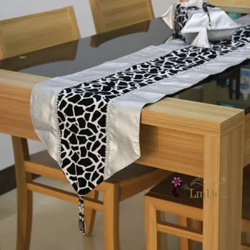 

#136 New luxury silver Runner PU&leopard patchwork table runner mat bed dinner Dec Runner wholesale