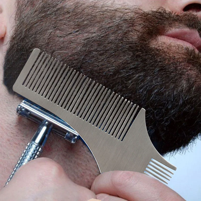 Дизайн гребень для бритья бороды, придание формы, инструмент для бороды, из нержавеющей стали, модель кардный инструмент борода расческа