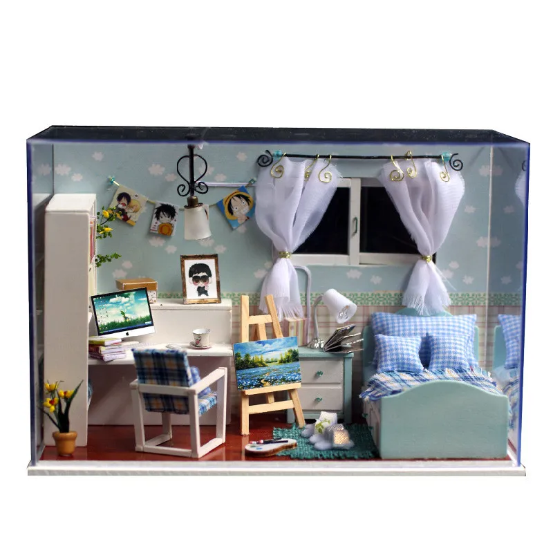 

Cute Families House Diy Cottage Ocean Heart Creative Handmade Gift Dolls House Furniture Kids Toys Juguetes Brinquedos