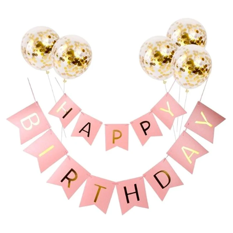 

Gold Confetti Balloons 12" Inflatable Birthday Balloon White Happy Birthday Banner Birthday Party Decoration Globo Pastel Party