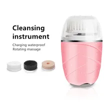 Электрический зарядный поперечный очиститель для лица с 3 очищающими щетками для лица прибор для массажа лица очищающая кожа p40045