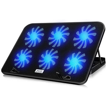 

New Arrival 12-17 inch Laptop Cooling Pad Laptop Cooler USB Fan with 6 cooling Fans LED Light Notebook Stand Quiet for laptop