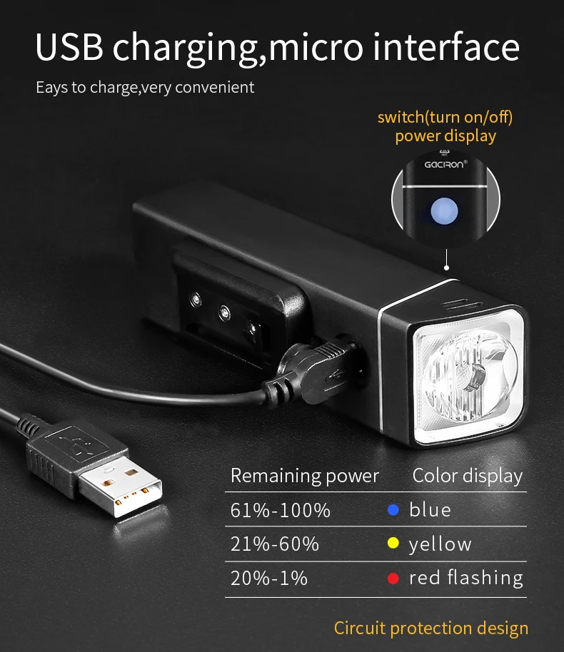 Cheap INBIKE 2017 New Usb Rechargeable Bike Light Front Handlebar Cycling Led Light Flashlight Torch Headlight Bicycle Accessories 8