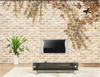 

3d wallpaper photo wallpaper custom mural living room flowers and birds brick wall painting TV background wallpaper for walls 3d