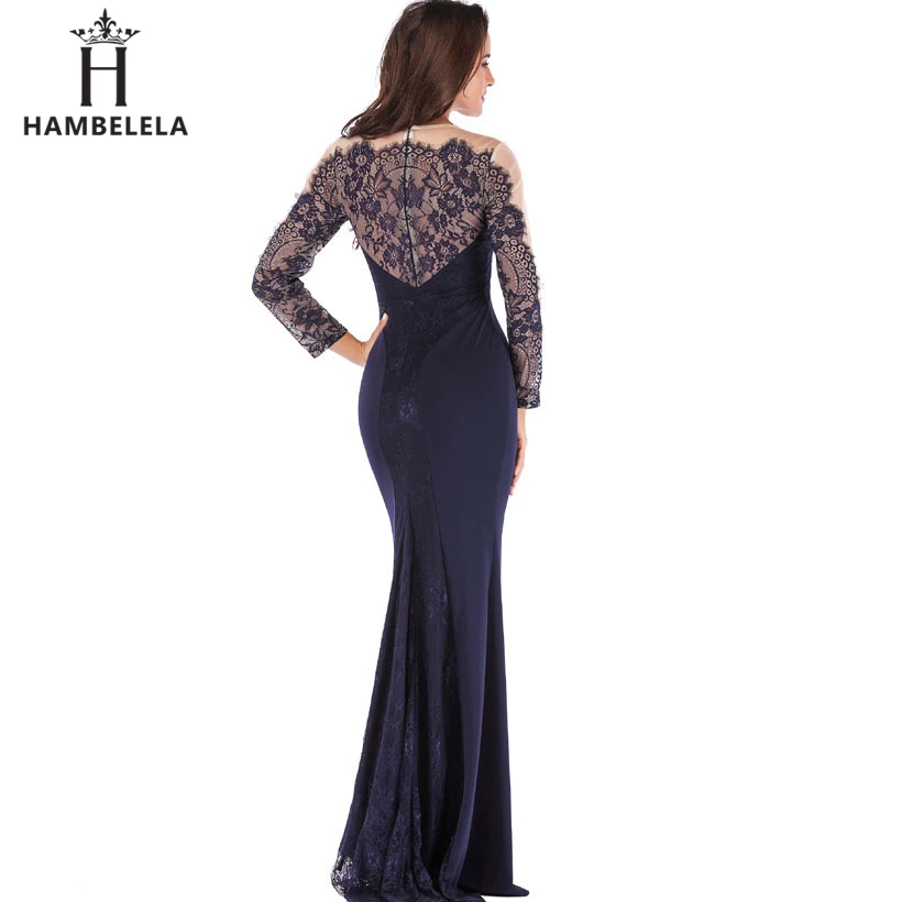 HAMBELELA Elegant Lace Mermaid Evening Long Dresses 2019 Long Sleeve Lace Vestido Longo Formal Party Prom Gowns Vestido De Festa (19)
